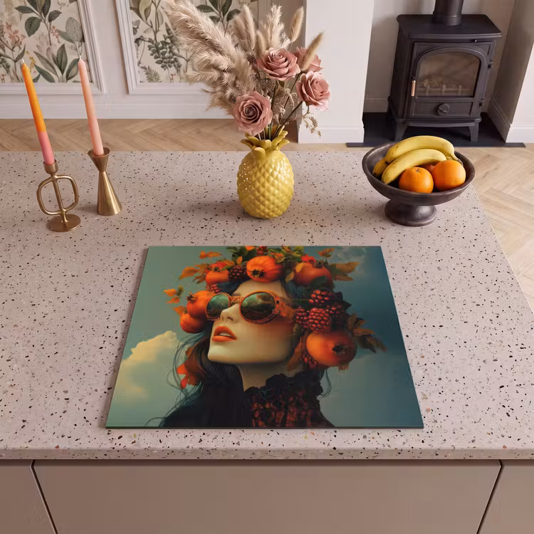 Herdabdeckplatte - Frau - Granatapfel - Herbst - Sonnenbrille — 3