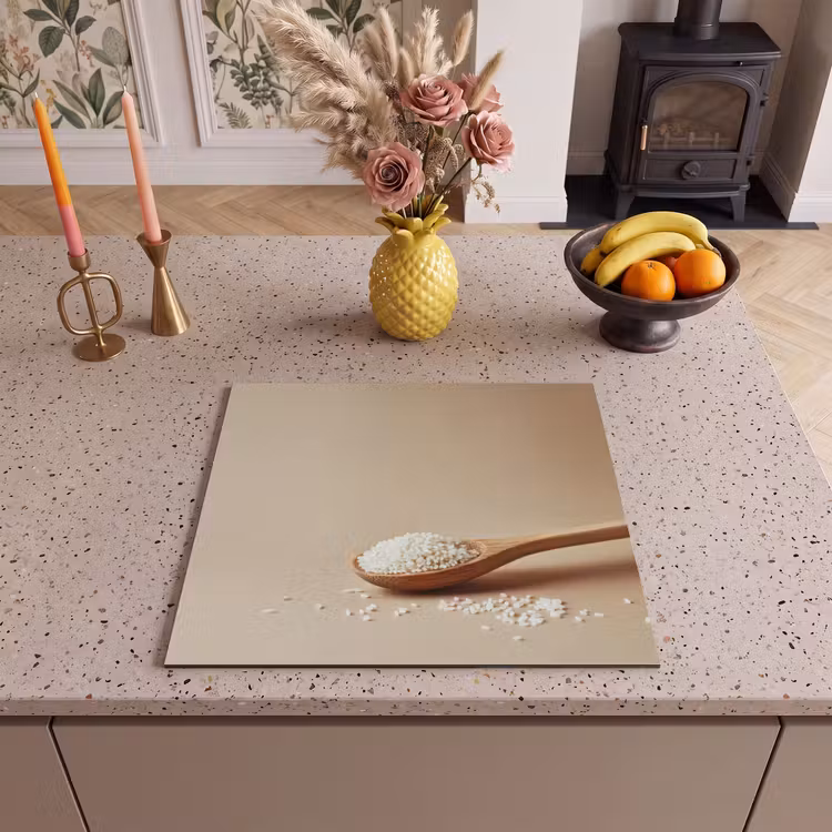 Herdabdeckplatte - Löffel - Reis - Holz - Beige — 3