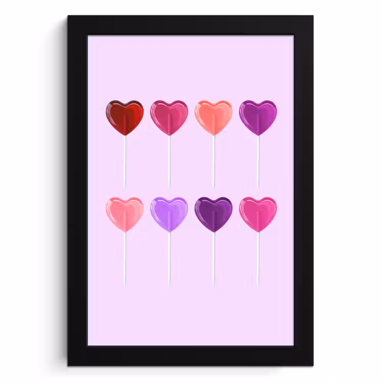 Bilder mit Rahmen - Lutscher - Herz - Rosa - Bonbon — 1