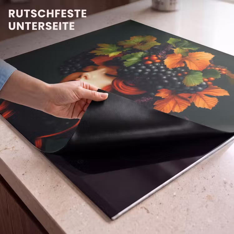 Herdabdeckplatte - Frau - Rot - Grün - Weintrauben — 6
