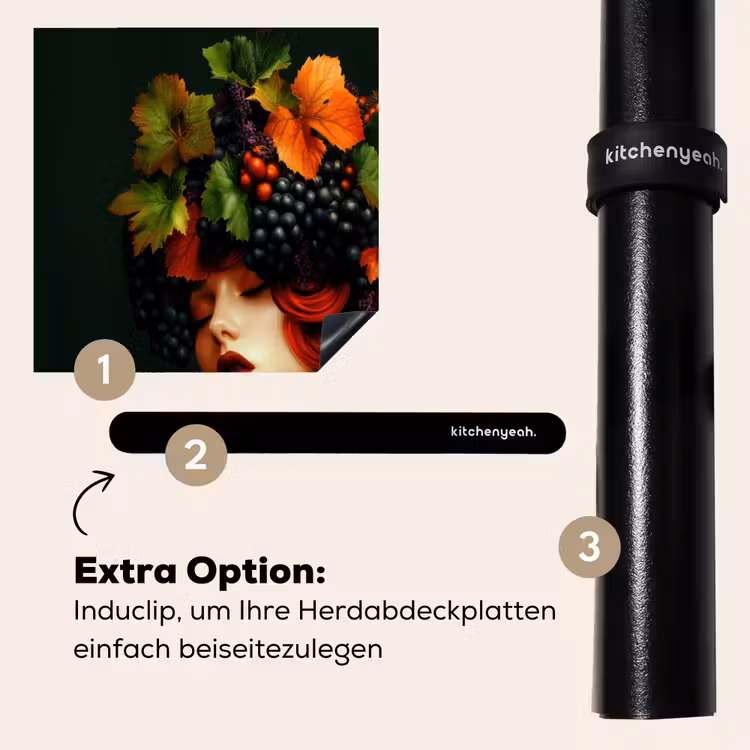 Herdabdeckplatte - Frau - Rot - Grün - Weintrauben — 8