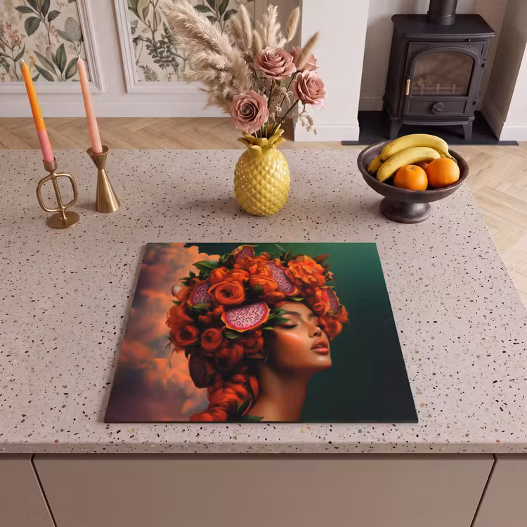 Herdabdeckplatte - Frau - trinkt Obst - Rosen — 3