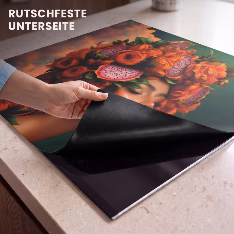 Herdabdeckplatte - Frau - trinkt Obst - Rosen — 6