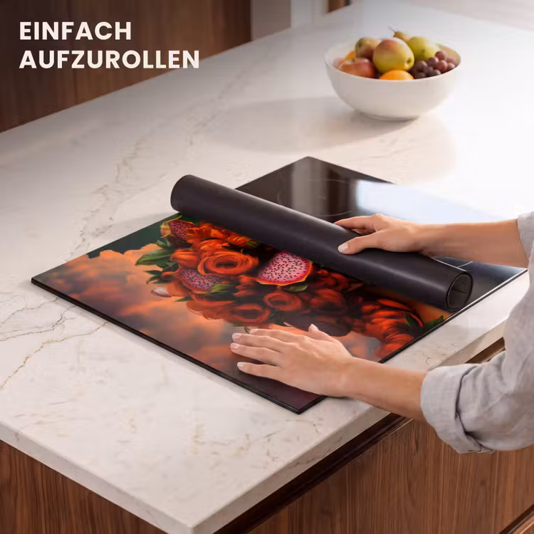 Herdabdeckplatte - Frau - trinkt Obst - Rosen — 7
