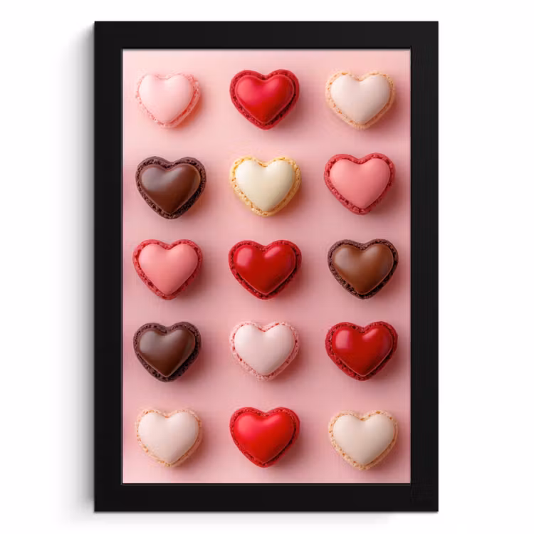 Bilder mit Rahmen - Makronen - Herzen - Bunt - Rosa — 1