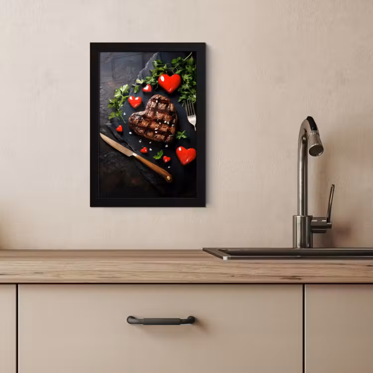 Bilder mit Rahmen - Steak - Herz - Besteck — 2