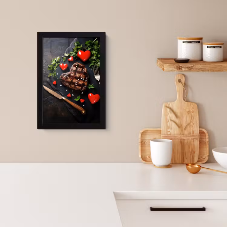 Bilder mit Rahmen - Steak - Herz - Besteck — 3