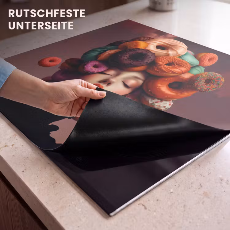 Herdabdeckplatte - Frau - Donuts - Bunt — 6