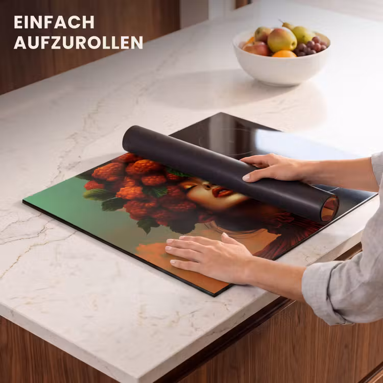 Herdabdeckplatte - Frau - Himbeeren - Blätter — 7