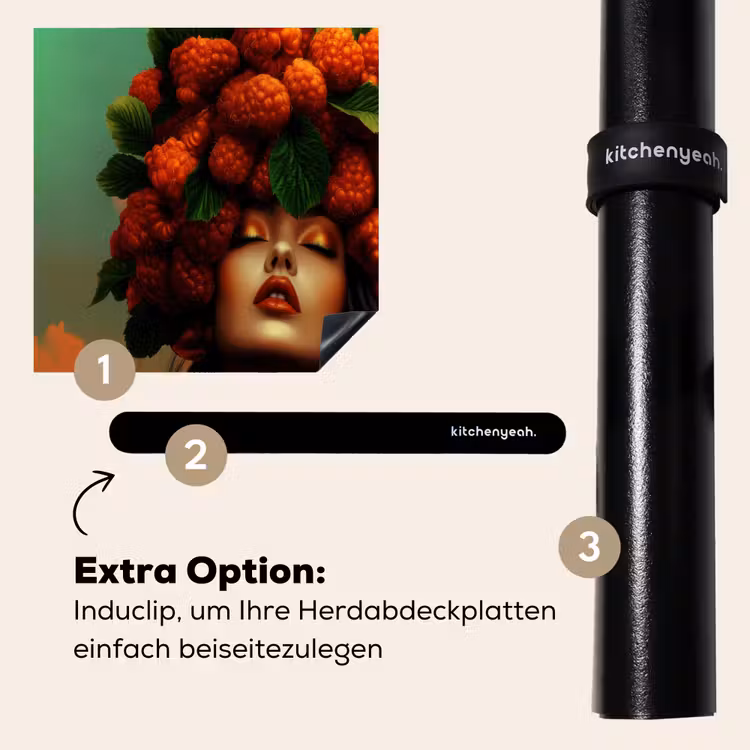 Herdabdeckplatte - Frau - Himbeeren - Blätter — 8