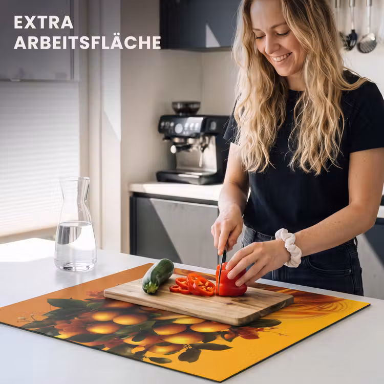 Herdabdeckplatte - Frau - Zitronen - Blüte - Gelb — 5
