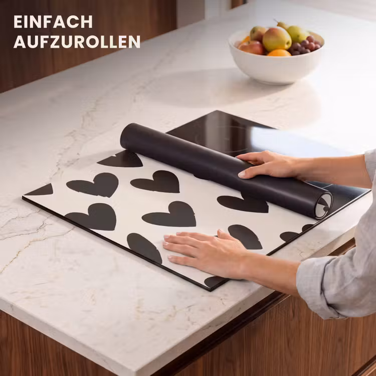 Herdabdeckplatte - Herzen - Schwarz - Beige — 7