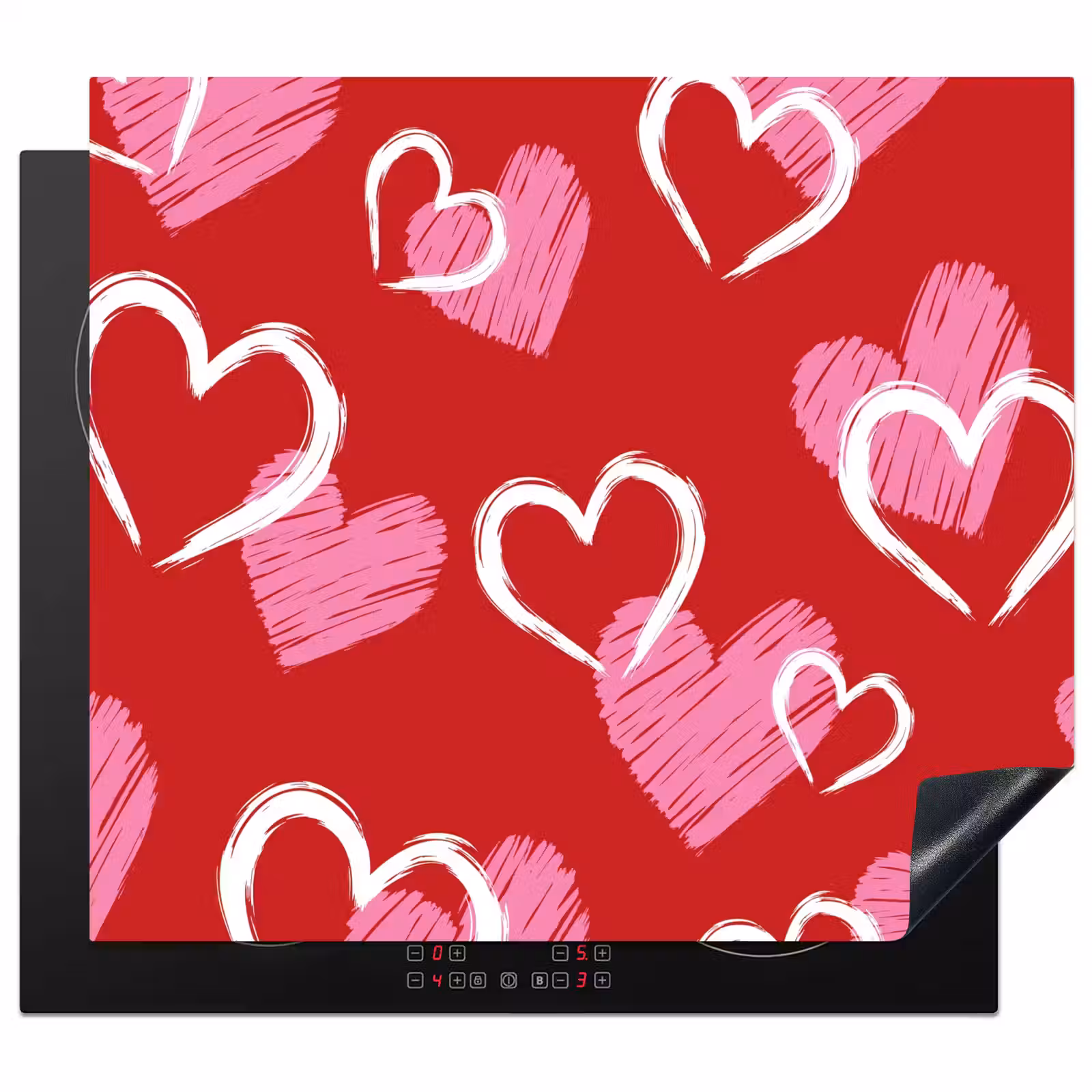 Herdabdeckplatte - Muster - Herzen - Rosa - Valentinstag — 1
