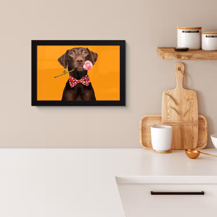 Bilder mit Rahmen - Hund - Orange - Rose - Valentinstag — 2