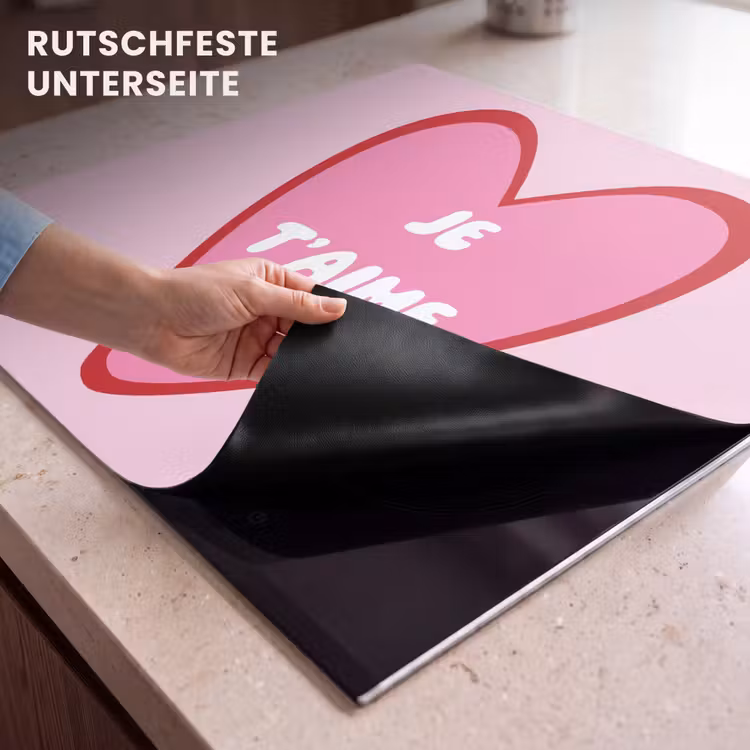 Herdabdeckplatte - Herz - Französisch - Valentinstag - Rosa — 6