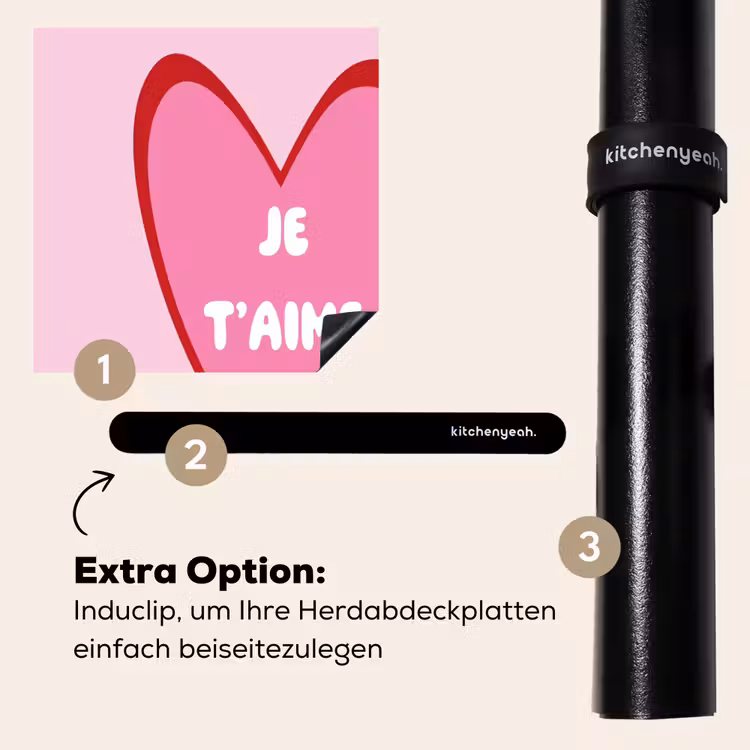 Herdabdeckplatte - Herz - Französisch - Valentinstag - Rosa — 8
