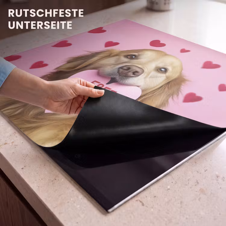 Herdabdeckplatte - Hund - Kuss - Valentinstag - Herzen — 6