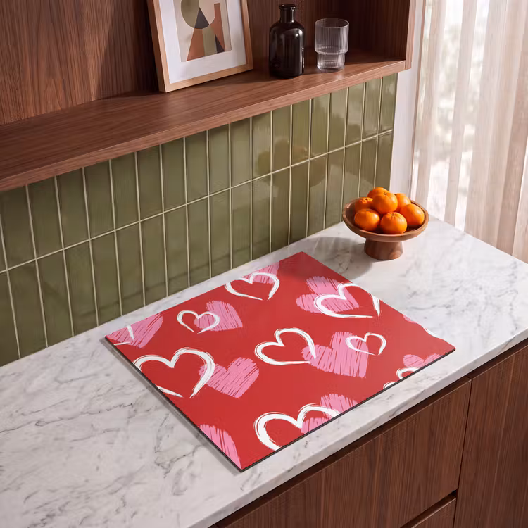 Herdabdeckplatte - Muster - Herzen - Rosa - Valentinstag — 4
