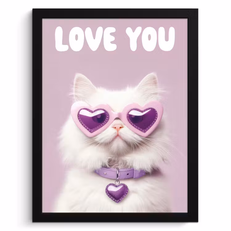 Bilder mit Rahmen - Katze - Liebe - Lila - Valentinstag — 1