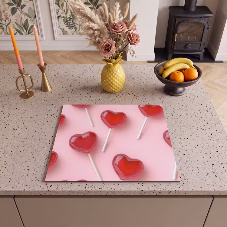 Herdabdeckplatte - Lutscher - Herzen - Rosa — 3