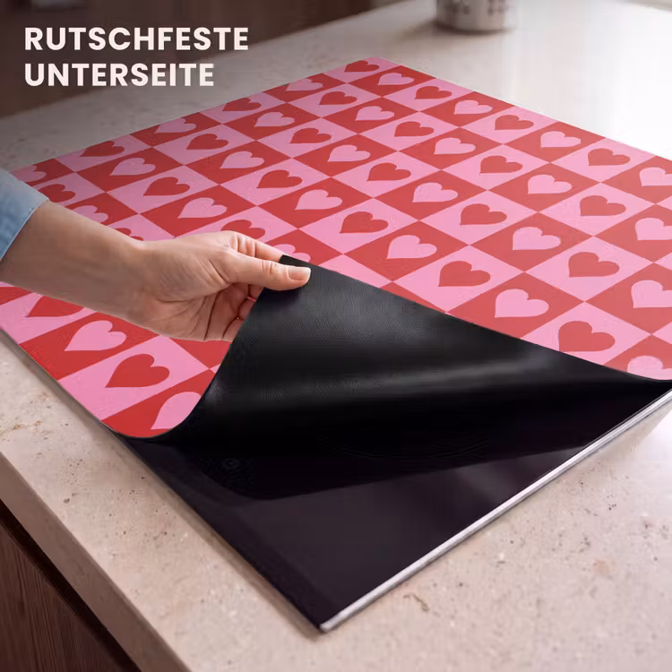 Herdabdeckplatte - Rot - Rosa - Schachbrett - Valentinstag — 6