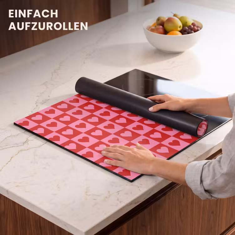 Herdabdeckplatte - Rot - Rosa - Schachbrett - Valentinstag — 7