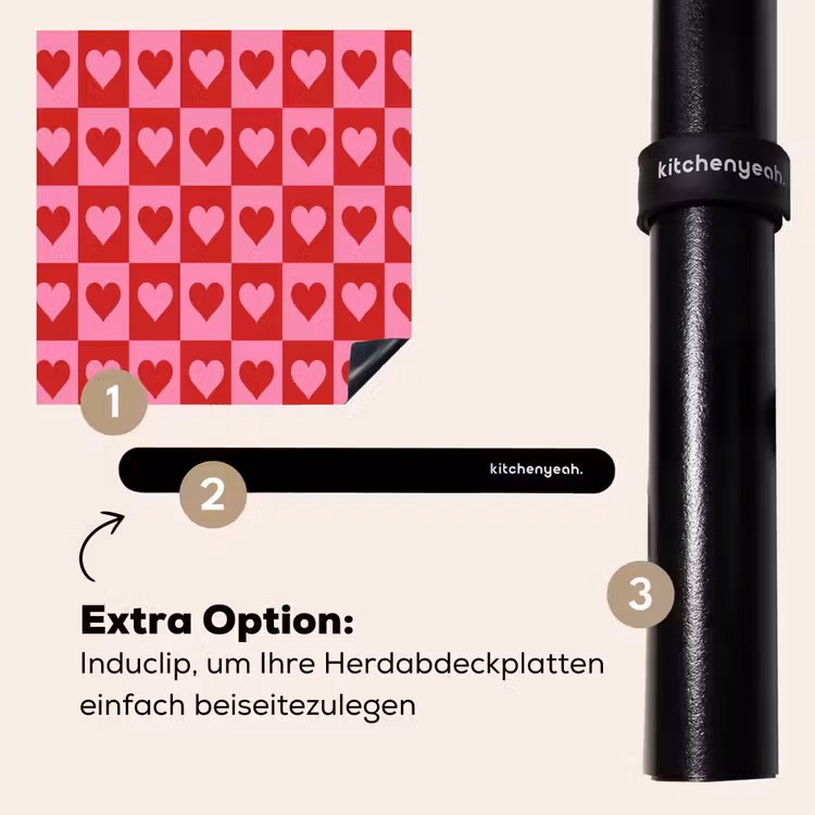 Herdabdeckplatte - Rot - Rosa - Schachbrett - Valentinstag — 8