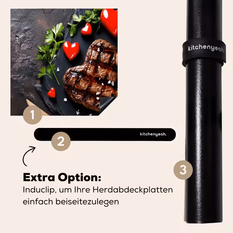 Herdabdeckplatte - Steak - Herz - Besteck — 8