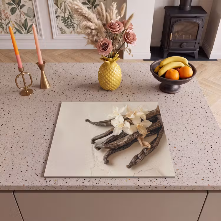 Herdabdeckplatte - Vanille - Geblümt - Beige — 3