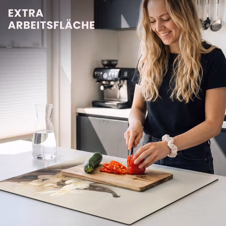 Herdabdeckplatte - Vanille - Geblümt - Beige — 5