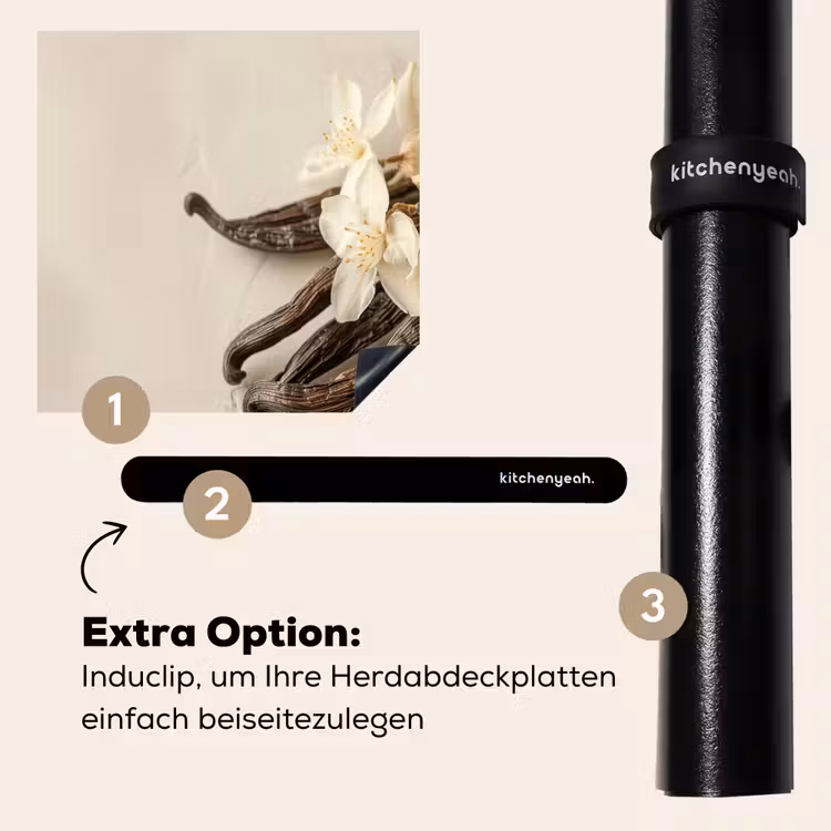 Herdabdeckplatte - Vanille - Geblümt - Beige — 8
