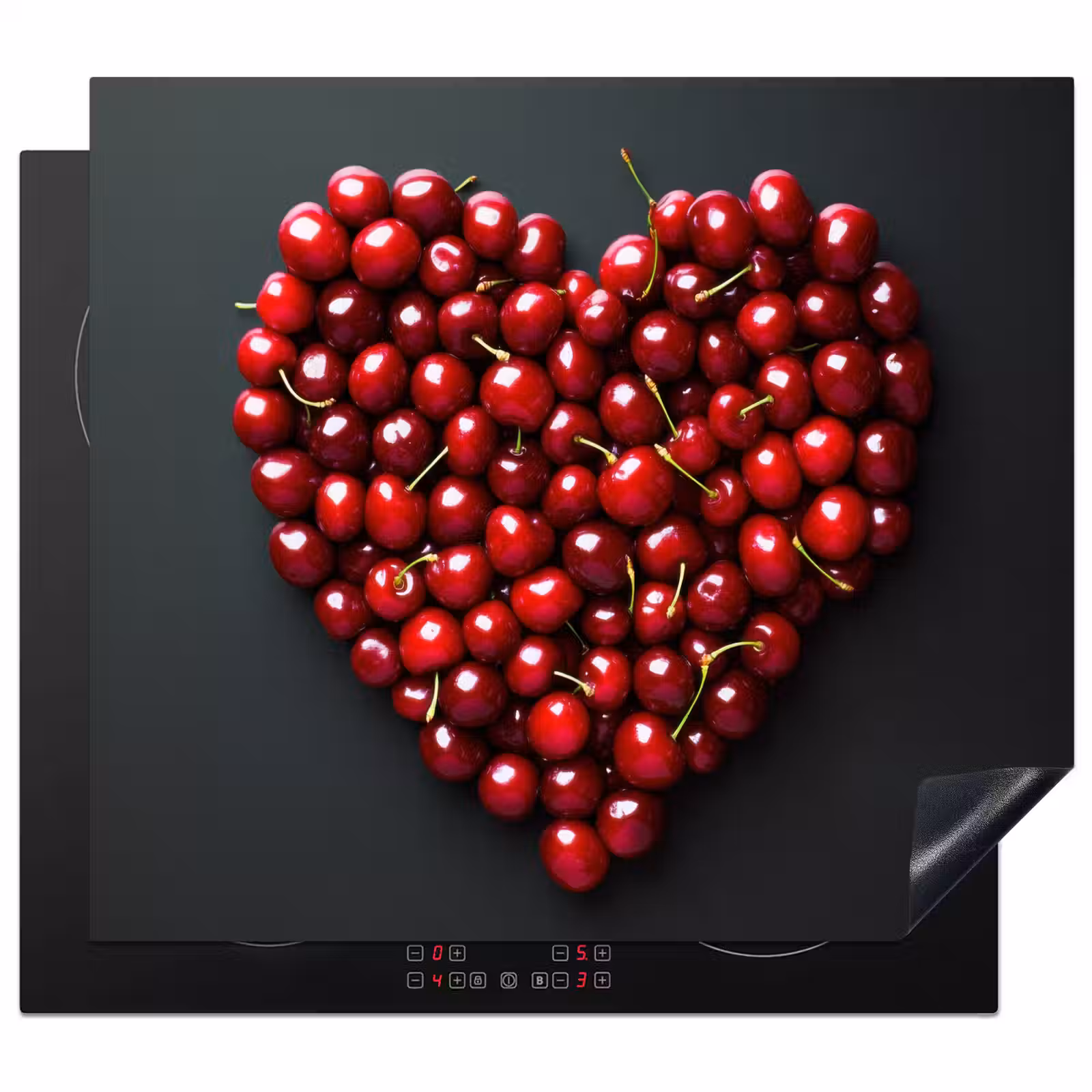 Herdabdeckplatte - Kirsche - Herz - Rot - Schwarz — 1