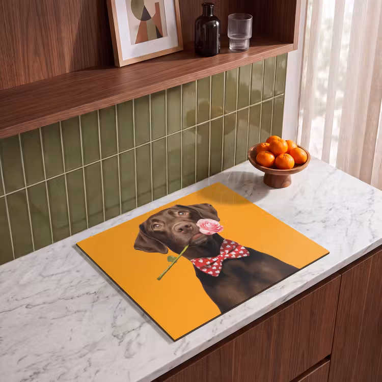 Herdabdeckplatte - Hund - Orange - Rose - Valentinstag — 4