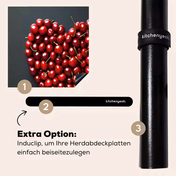 Herdabdeckplatte - Kirsche - Herz - Rot - Schwarz — 8