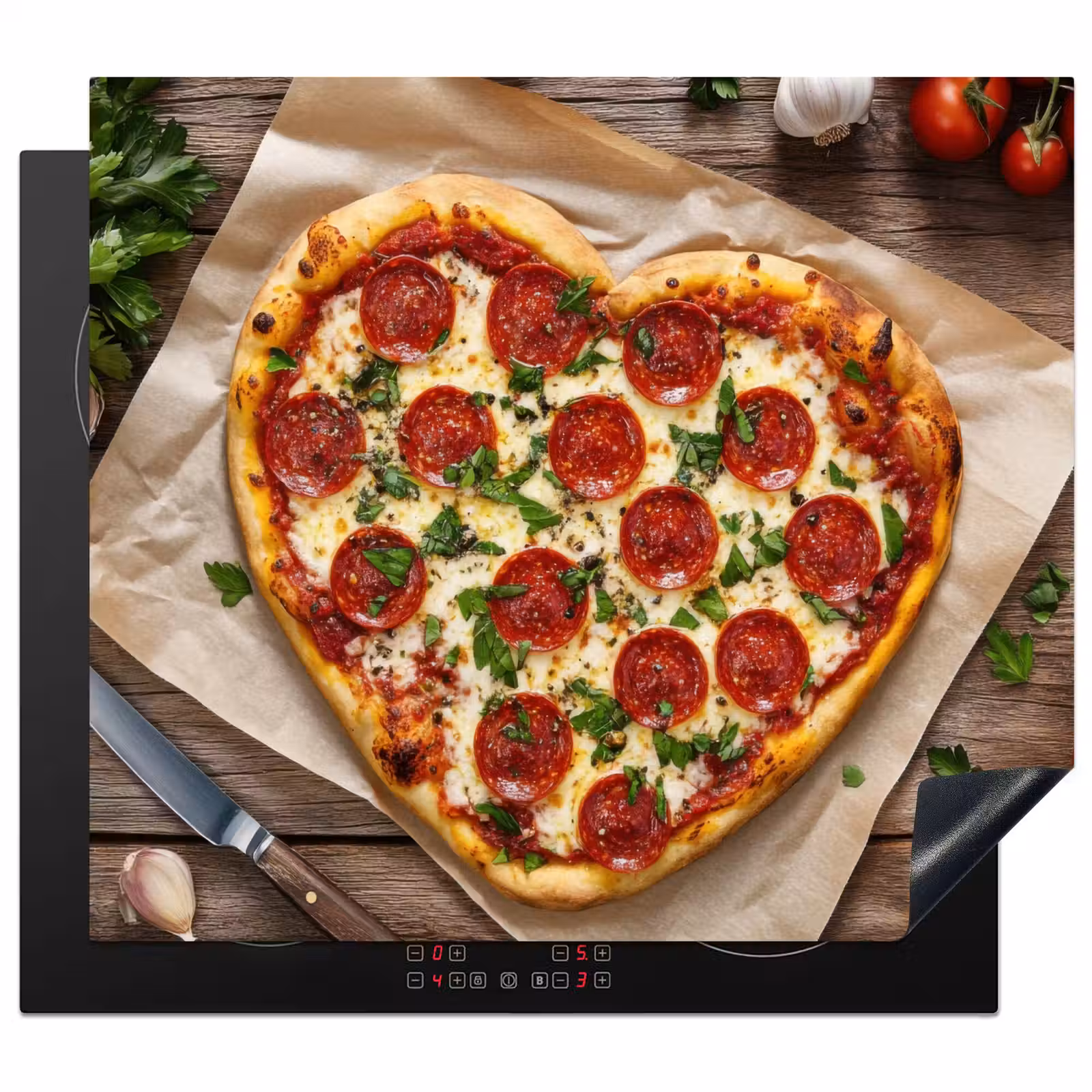 Herdabdeckplatte - Pizza - Herz - Peperoni - Tomate — 1