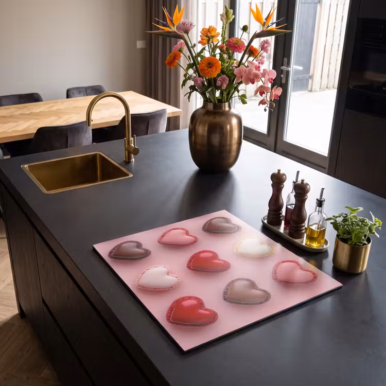 Herdabdeckplatte - Makronen - Herzen - Bunt - Rosa — 2