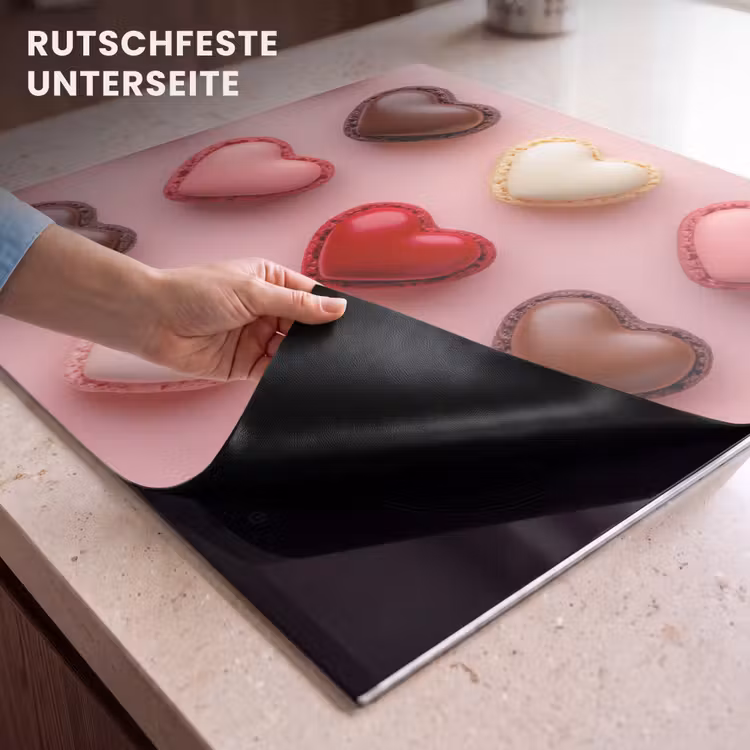 Herdabdeckplatte - Makronen - Herzen - Bunt - Rosa — 6
