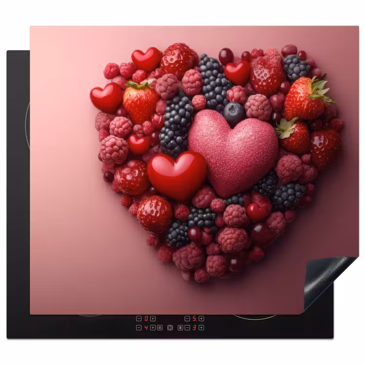 Herdabdeckplatte - Obst - Herzen - Erdbeeren - Himbeeren - Heidelbeeren — 1