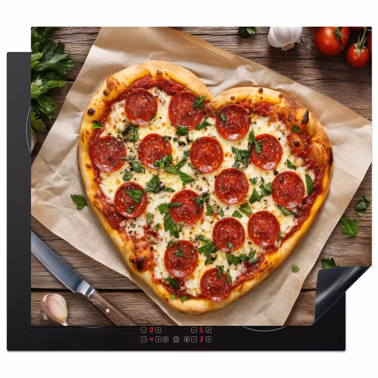 Herdabdeckplatte - Pizza - Herz - Peperoni - Tomate — 1