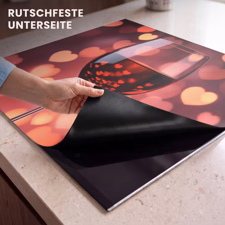 Herdabdeckplatte - Rot - Wein - Herzen — 6
