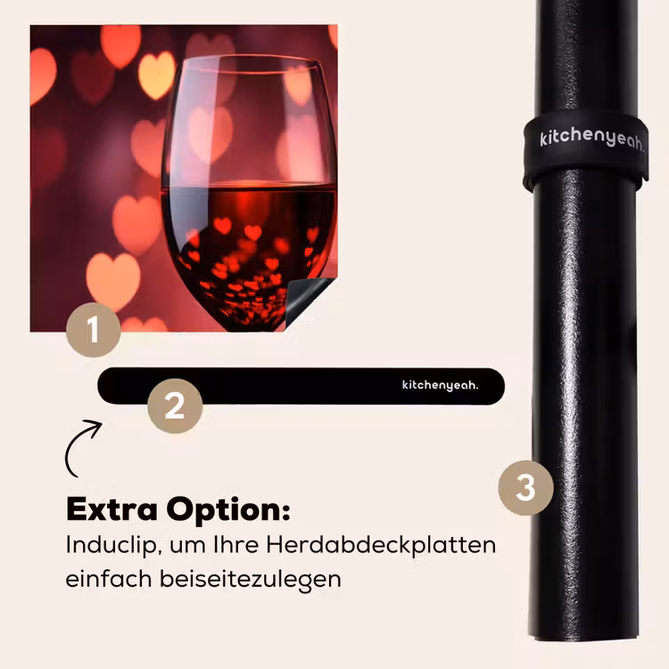 Herdabdeckplatte - Rot - Wein - Herzen — 8
