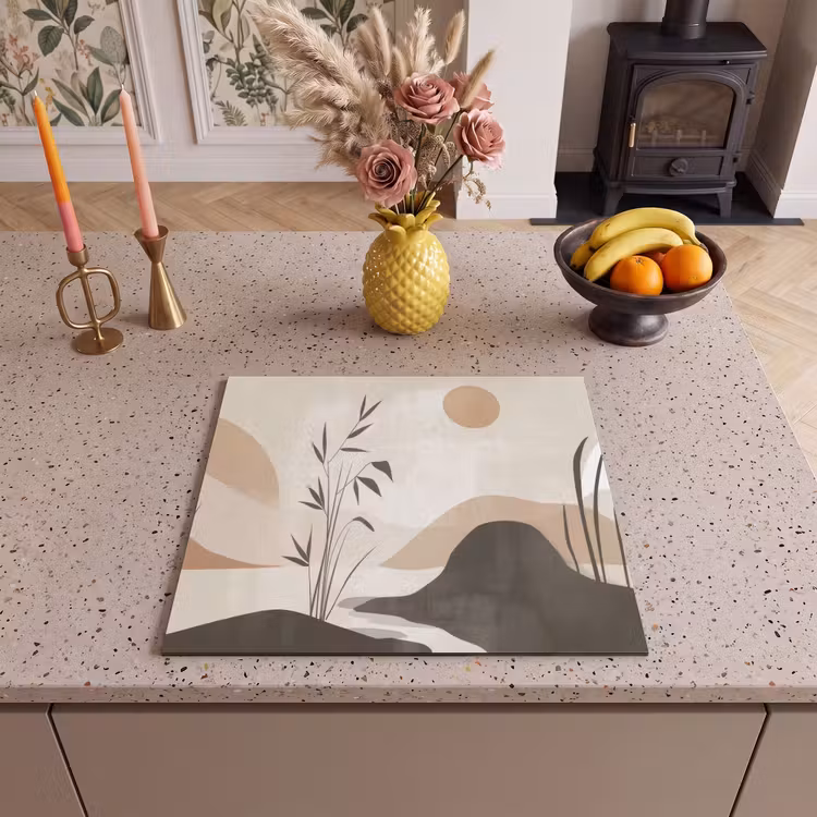 Herdabdeckplatte - Japandi - Landschaft - Beige — 3