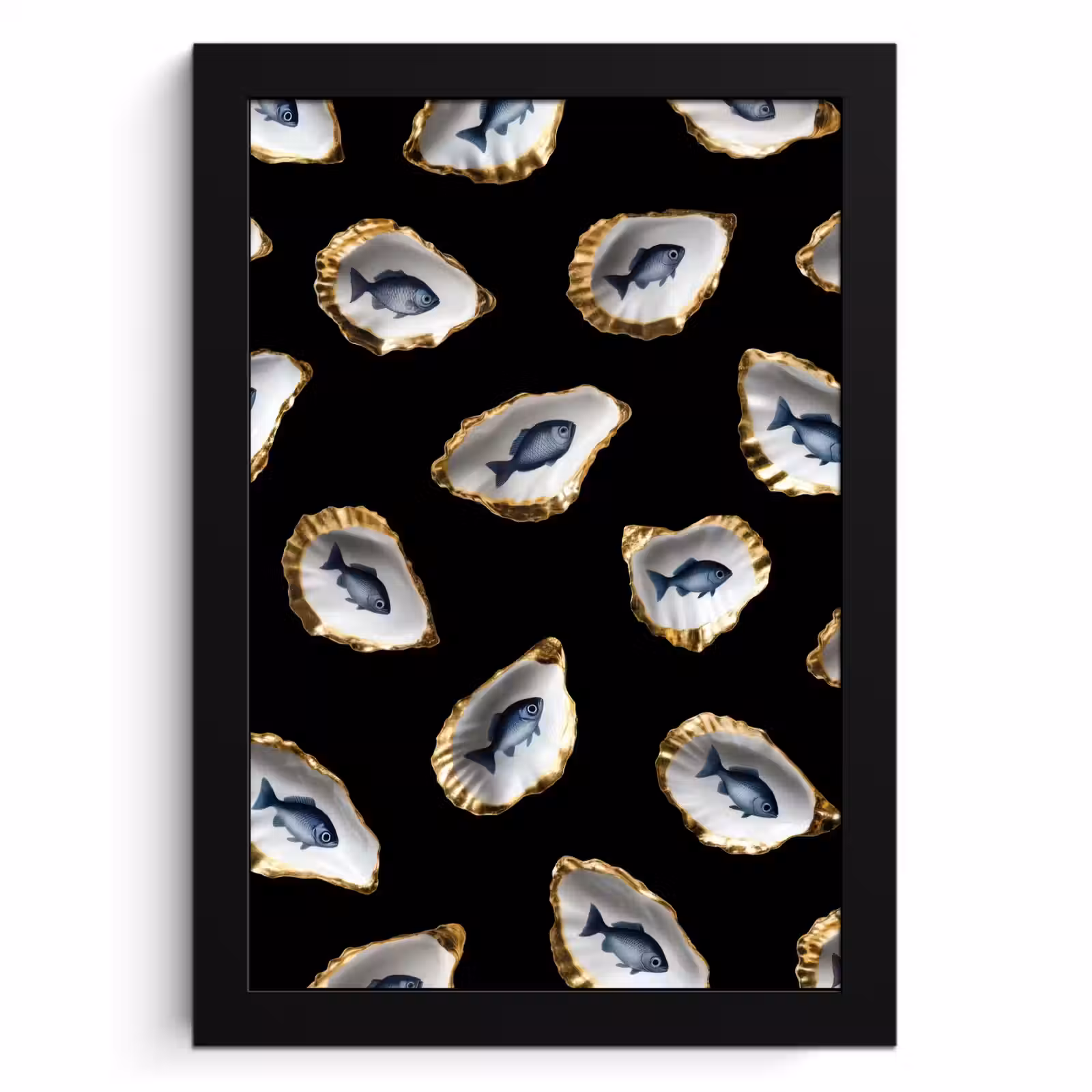 Bilder mit Rahmen - Austern - Fisch - Blau - Gold — 1