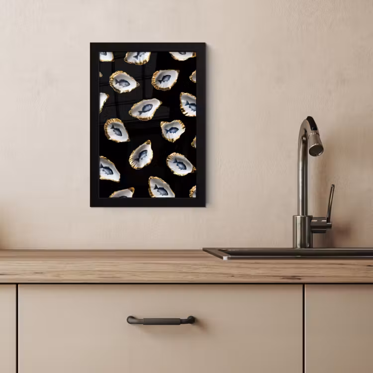 Bilder mit Rahmen - Austern - Fisch - Blau - Gold — 2