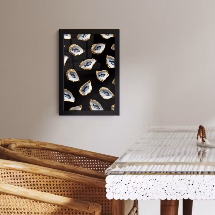 Bilder mit Rahmen - Austern - Fisch - Blau - Gold — 4