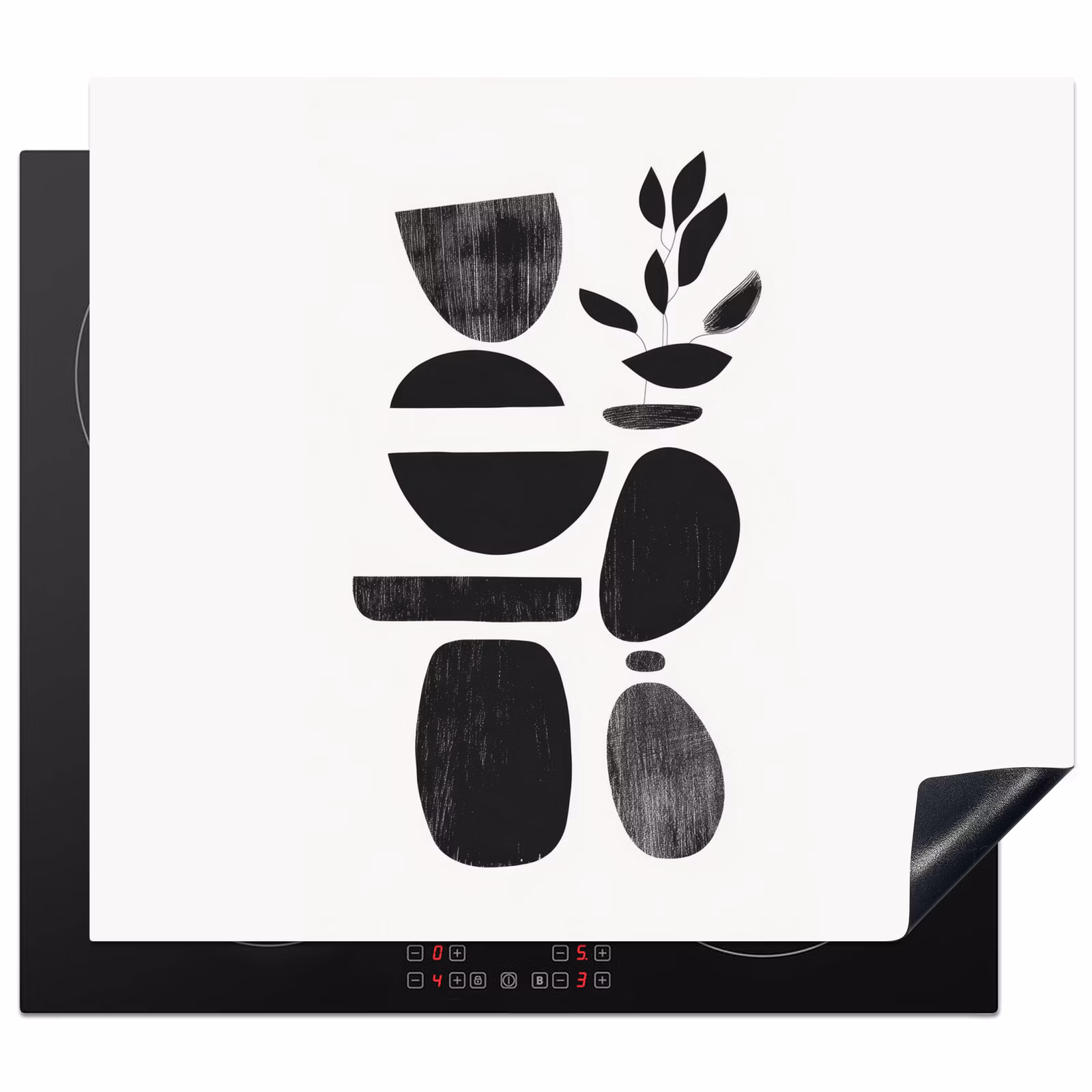 Herdabdeckplatte - Japandi - Schwarz - Abstrakt — 1