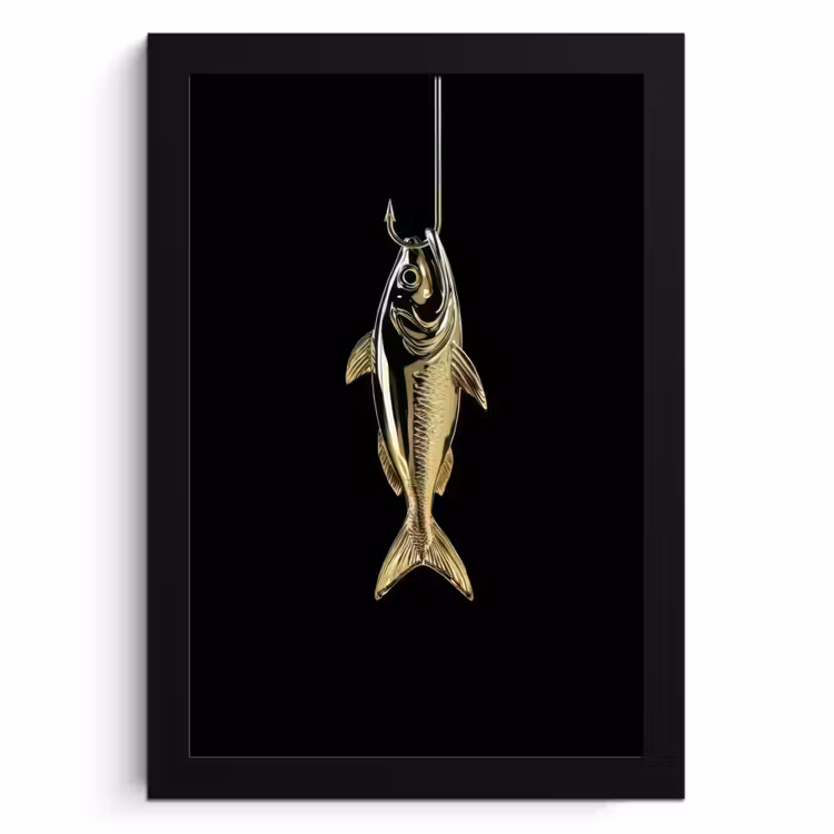 Bilder mit Rahmen - Gold - Fisch - Haken - Schwarz — 1