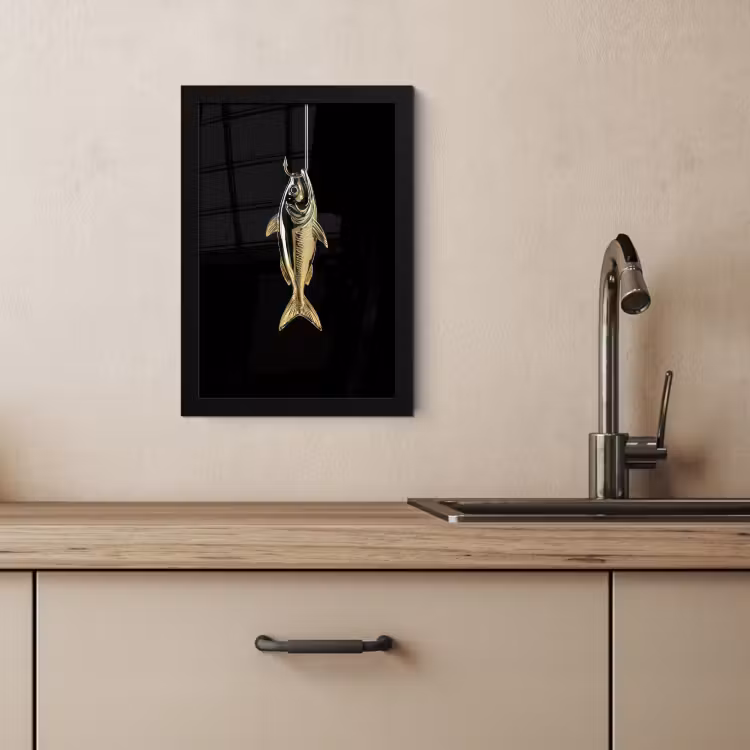 Bilder mit Rahmen - Gold - Fisch - Haken - Schwarz — 2