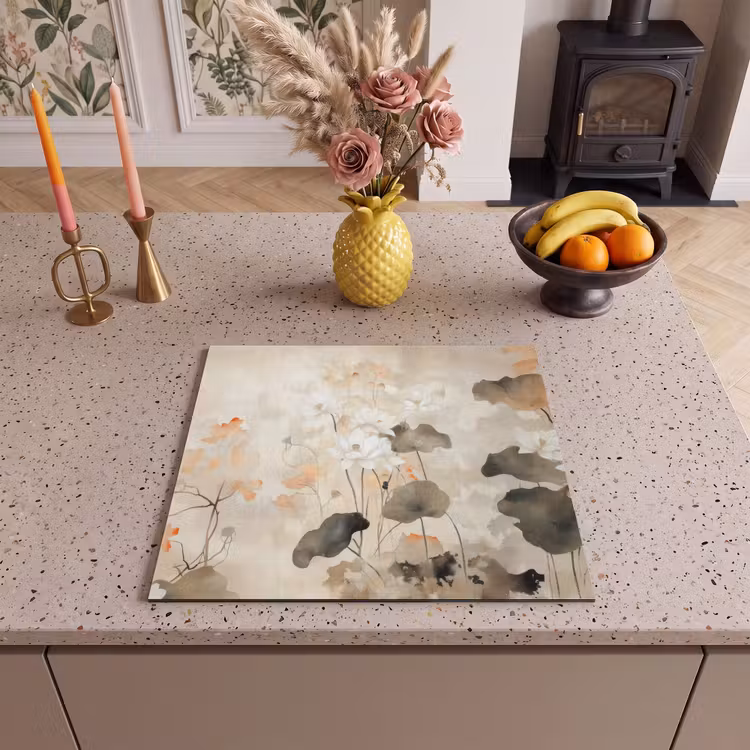 Herdabdeckplatte - Blumen - Japandi - Wabi sabi — 3