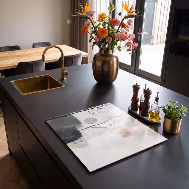 Herdabdeckplatte - Wabi sabi - Beige - Pflanze — 2